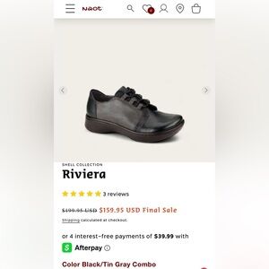 Naot Riviera Two-Tone Leather Lace-Up Oxford in Black and Gray